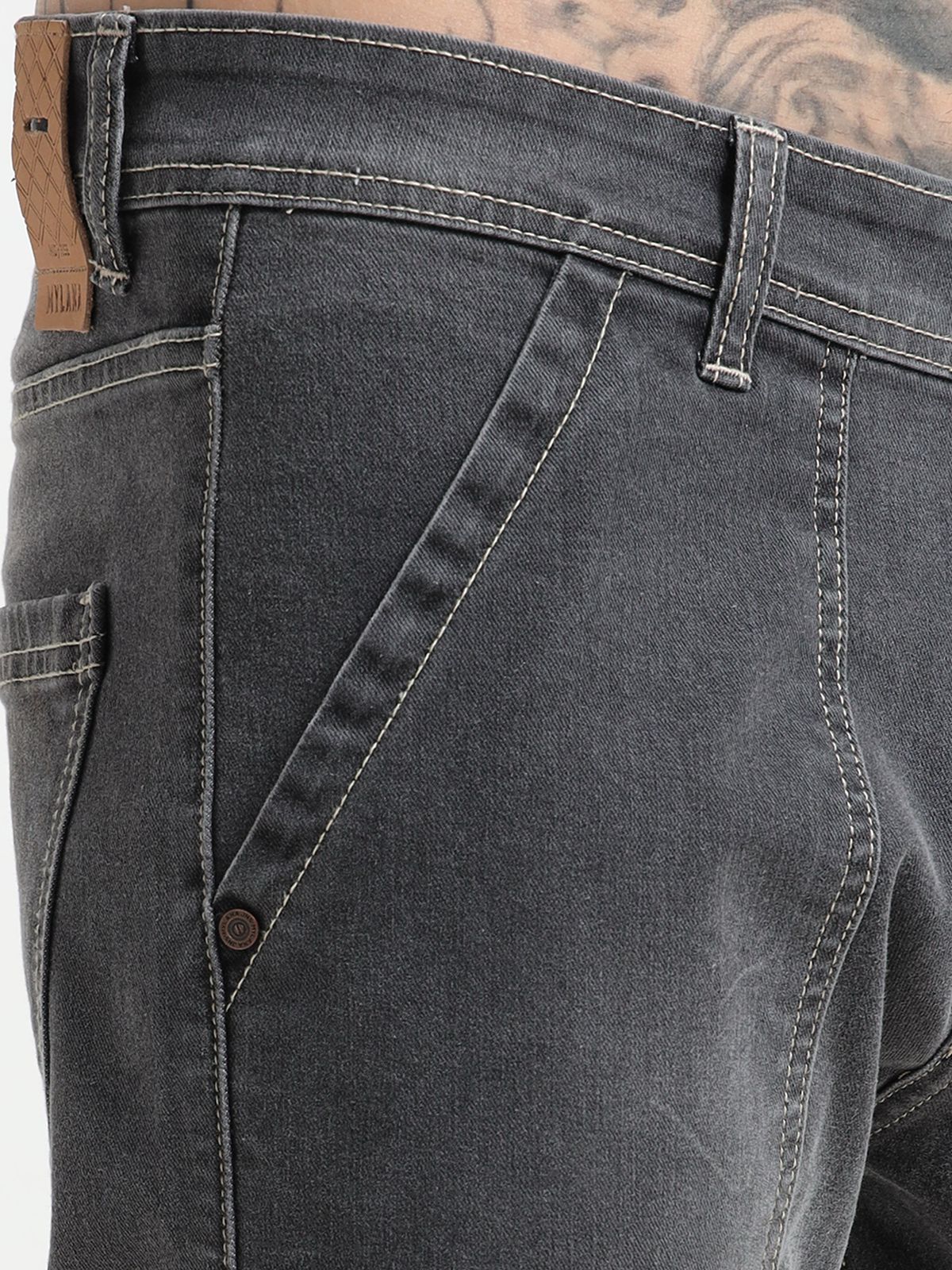 Men’s Black Cargo Denim Jeans with Utility Pockets