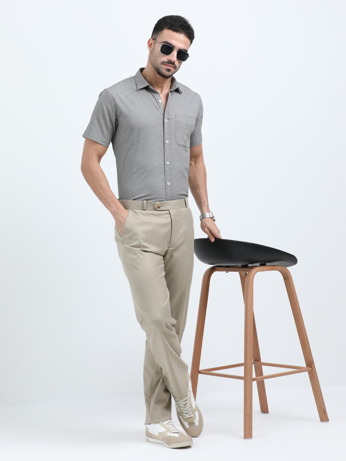 Men’s Grey Short Sleeve Casual Shirt